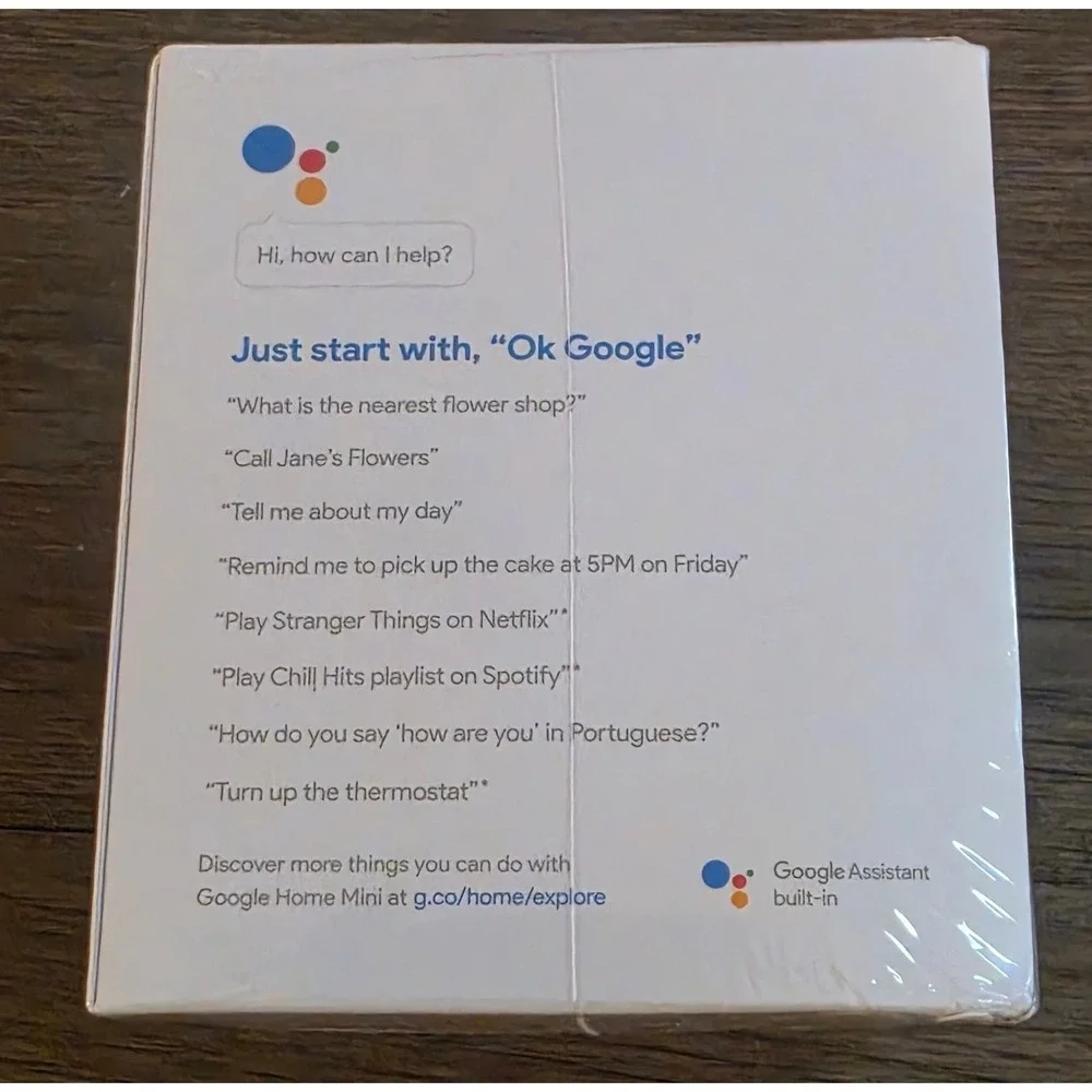 Google Home Mini Smart Speaker Chalk White GA00210-US New Sealed